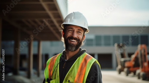 Joyful painting contractor overseeing projects