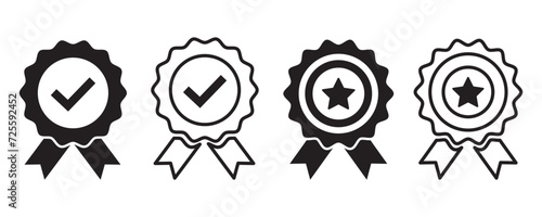 Guaranteed signs. Verification icons. Verified badges concept. Icons for social media. Best choice recommended award or premium product, Vector illustration