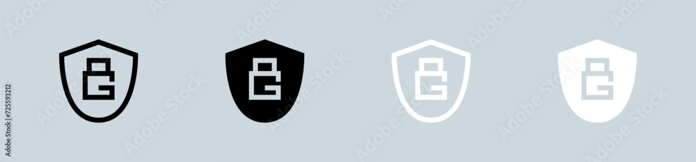 Guard icon set in black and white. Defense signs vector illustration. Guard icon set in black and white. Defense signs vector illustration.
