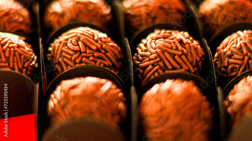 Chocolate brigadeiros at a birthday party in brazil photo