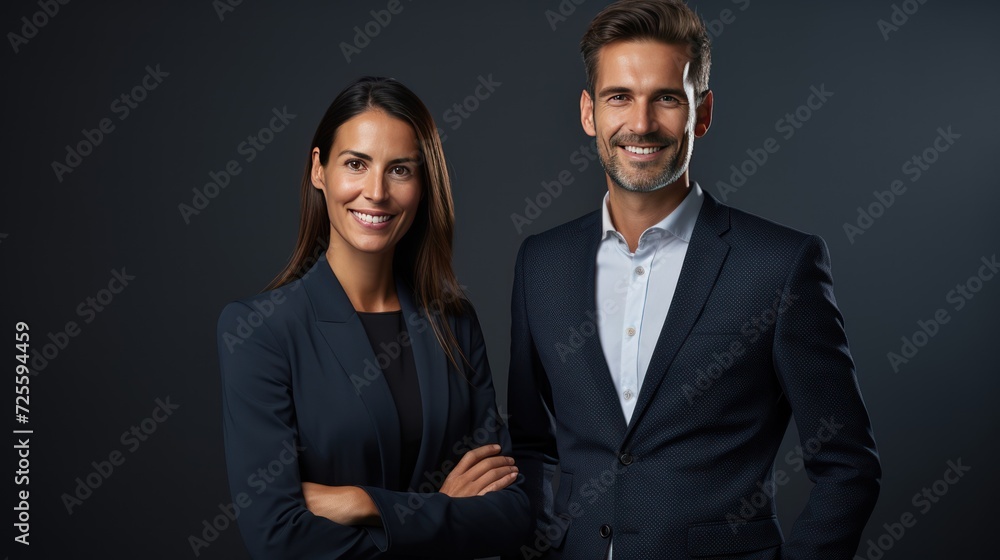 Business partners posing , looking at camera and smiling. Business partners posing , looking at camera and smiling.