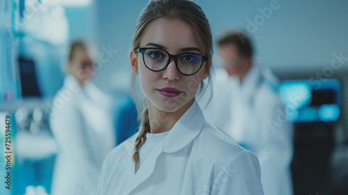 Mulher cientista em um laboratório de química 