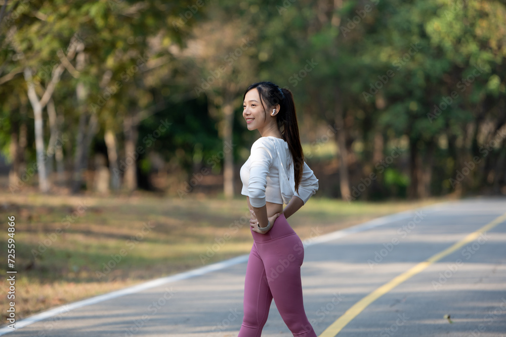 Woman stretching before jogging Health and lifestyle. Woman stretching before jogging Health and lifestyle.