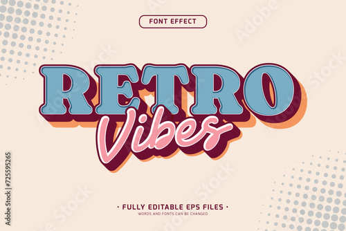 3d retro vibes editable vector text effect