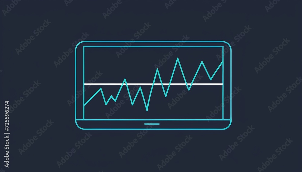 Illustration of a Flat Line Graph Icon: Perfect for Data Analysis