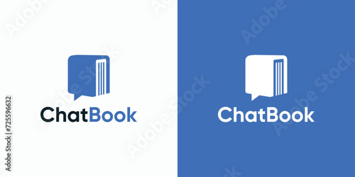 Vector logo design illustration combined of chat bubble and book.