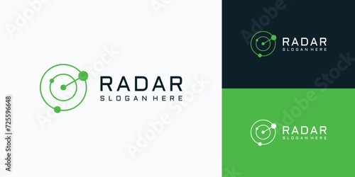 Radar and sonar scanner abstract wave line vector logo design. photo