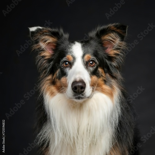 Portrait of a border collie breed dog on a black background © Cornel