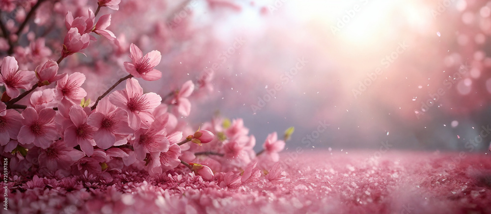 Spring blossom background. Blank background for advertising or text. AI Generative Spring blossom background. Blank background for advertising or text. AI Generative