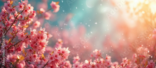 Spring blossom background. Blank background for advertising or text. AI Generative