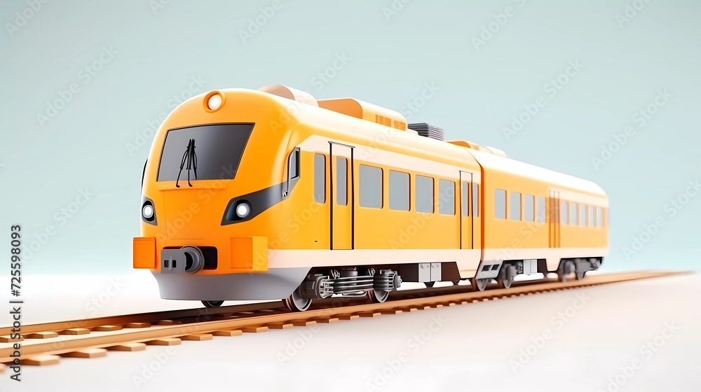 3d illustration of train isolated on minimalist background. generative ai