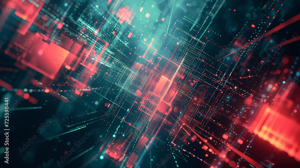 Fototapeta premium Vivid Digital Light Streams in Abstract Cyber Background