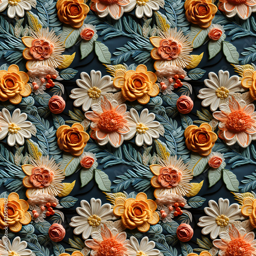 Fabrics embroidered seamless patterns of flower for various creative lovers and home decorating enthusiasts.NO.02