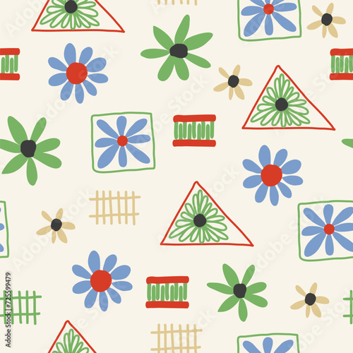 Abstract trendy creative universal colorful seamless pattern. Hand drawn hatchings design, doodles, sketch,  artisan, organic, manual art, neutral palette. Vector illustration.