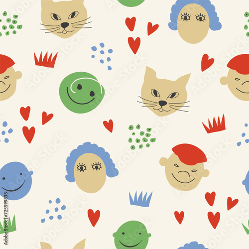 Abstract trendy creative universal colorful seamless pattern. Hand drawn hatchings design, doodles, sketch,  artisan, organic, manual art, neutral palette. Vector illustration.