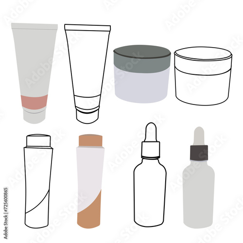 set of cosmetic bottles