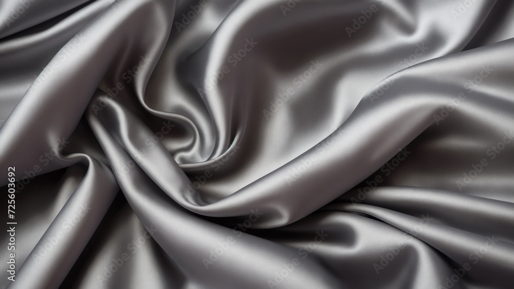 Wrinkled satin fabric in silver color. Elegant abstract background, folds on silk fabric. Wrinkled satin fabric in silver color. Elegant abstract background, folds on silk fabric.