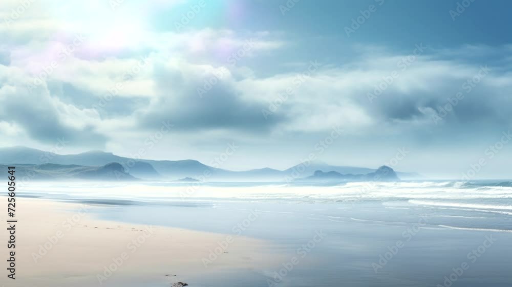 Beautiful view on the beach with clear sky, animated virtual repeating seamless 4k Beautiful view on the beach with clear sky, animated virtual repeating seamless 4k