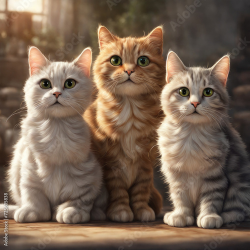 Cats family of diffrent breed. photo