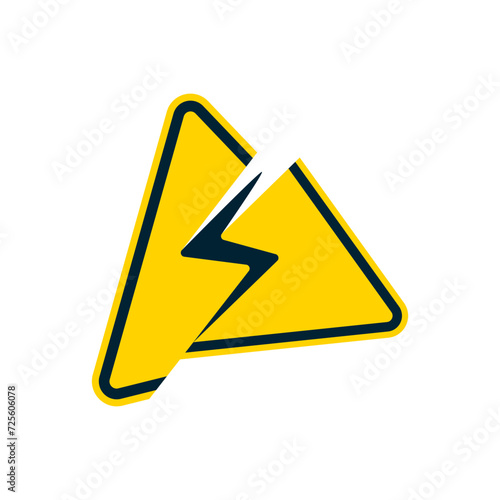 High voltage sign with cracked effect