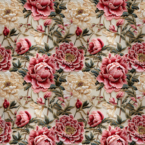 Fabrics embroidered seamless patterns of  vintage peony for various creative lovers and home decorating enthusiasts.NO.04