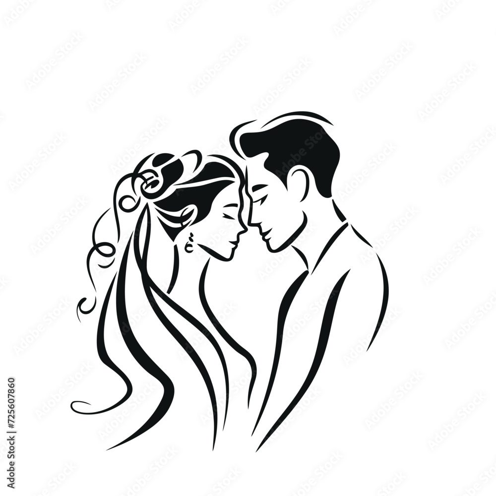 vector ne line bride and groom wedding couple isolated background vector ne line bride and groom wedding couple isolated background