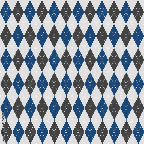 Navy blue and black argyle pattern. Argyle vector pattern. Argyle pattern. Seamless geometric pattern for clothing, wrapping paper, backdrop, background, gift card, sweater.