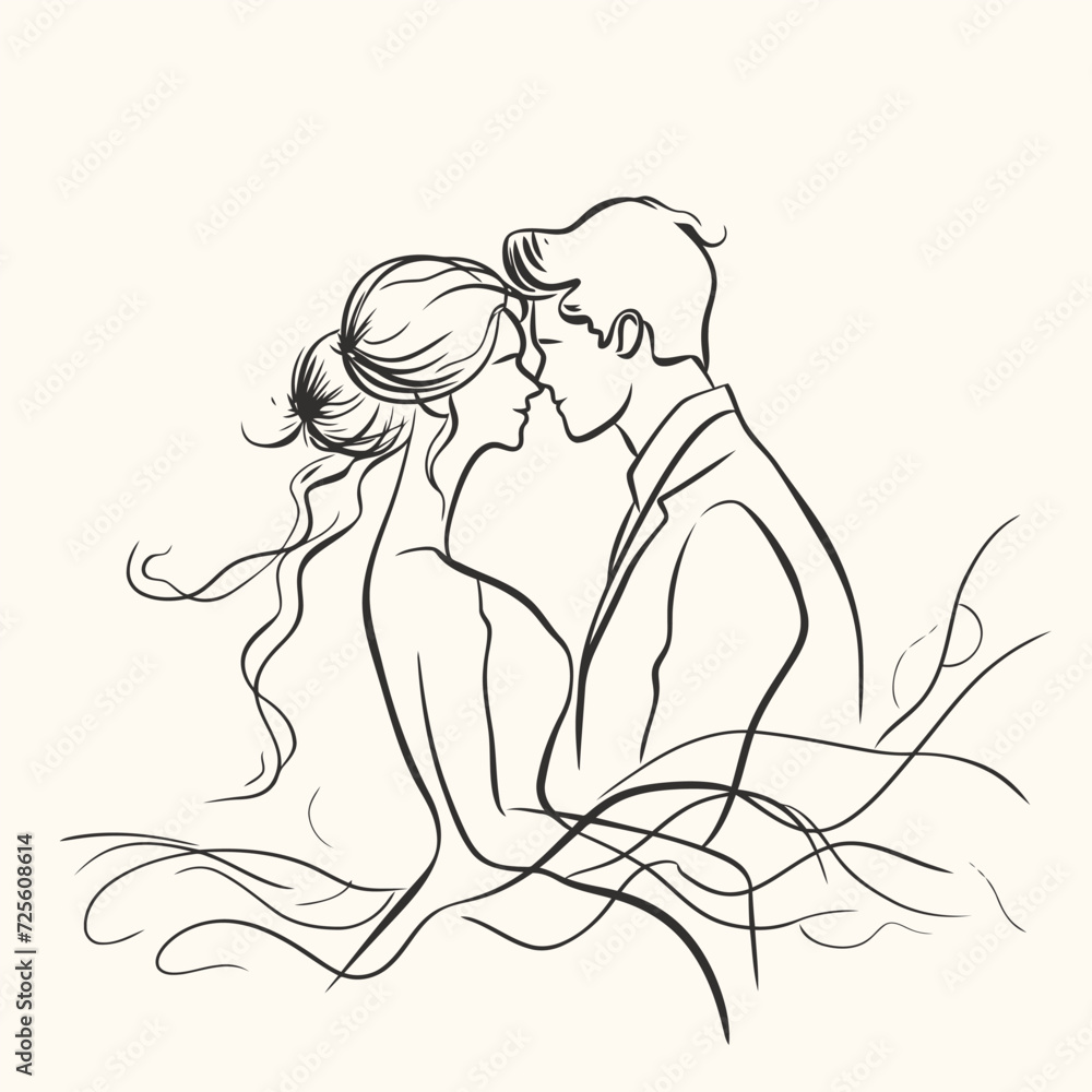 vector ne line bride and groom wedding couple isolated background vector ne line bride and groom wedding couple isolated background