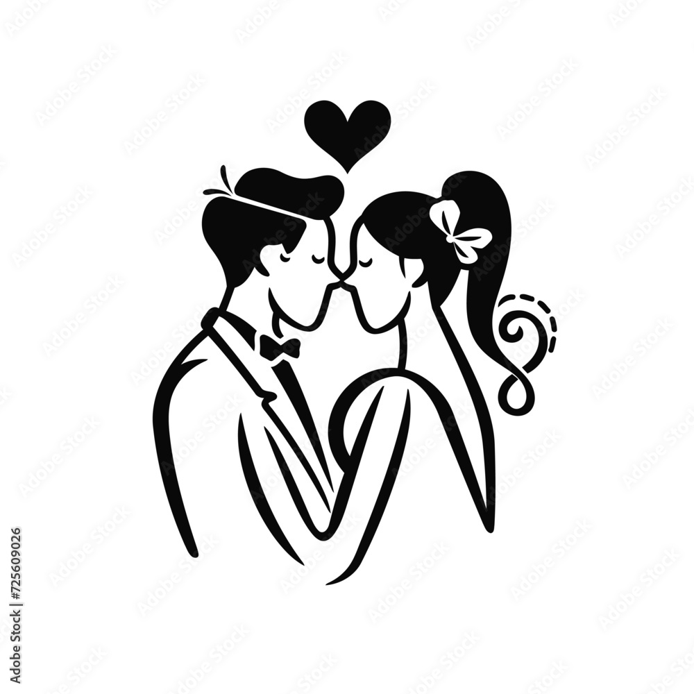 vector ne line bride and groom wedding couple isolated background vector ne line bride and groom wedding couple isolated background