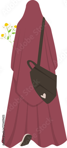 Muslim woman holding flowers Illustration 