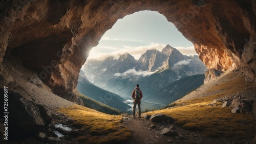 Hiker on the top of the mountain