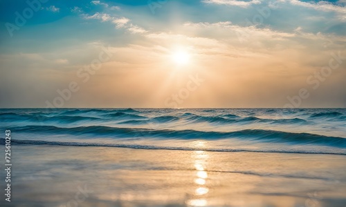 Serene summer beach scene with sand and sea © karandaev
