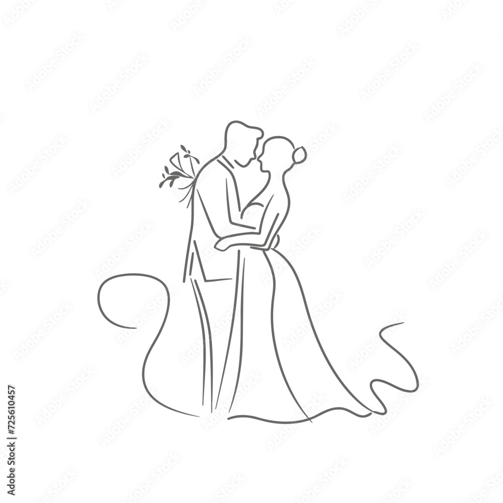 vector ne line bride and groom wedding couple symbol vector ne line bride and groom wedding couple symbol