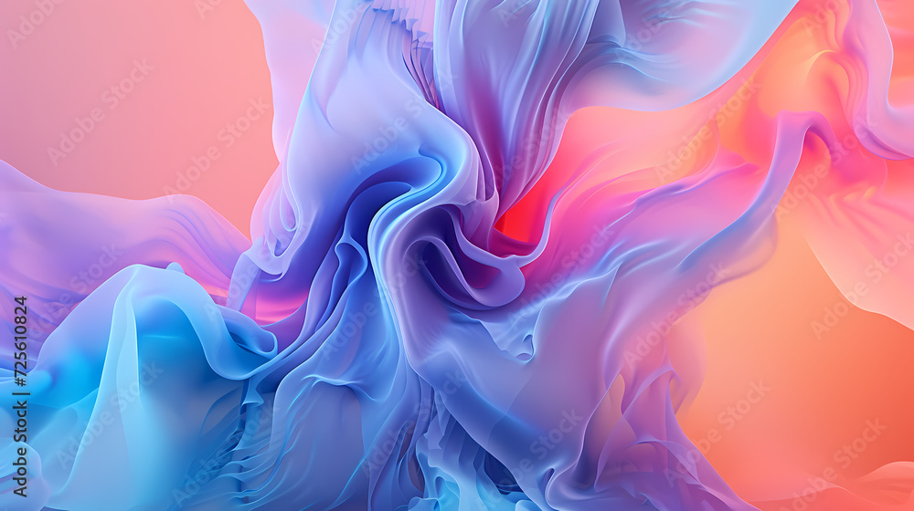 folding effect, bright colors, pastel rosse, and soft with calming rhithms