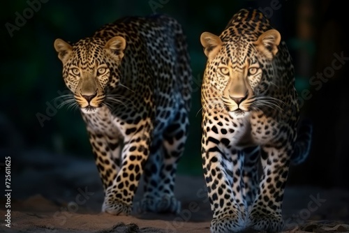 Rare and strong leopard. Big and fashion predator with acute vision and hearing. Generate AI