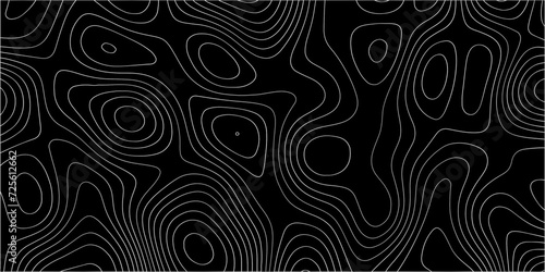 abstract white wave paper curved reliefs in black background. Topography map pattern, Geographic curved, vector illustration. seamless textrue, vintage wave. Panorama view multicolor wave curve line. © Marco