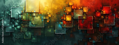 variety squares combined colorful design. in the style of greeble, dynamic energy flow, cybernetic sci-fi. generative AI