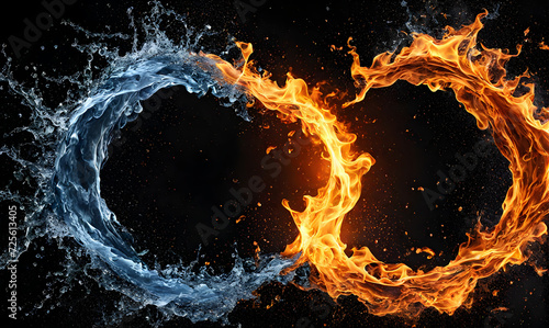 Obraz na płótnie Fiery flames meet cool splashing water