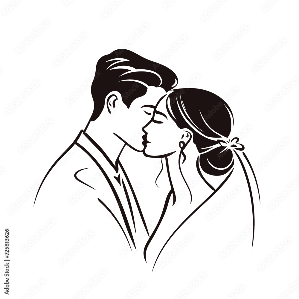 vector one line art bride and groom wedding couple vector one line art bride and groom wedding couple