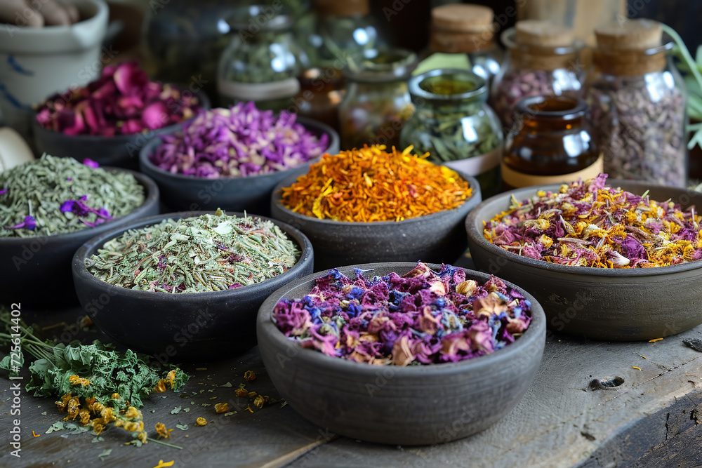 dried herbs and flowers , herbal tea mix