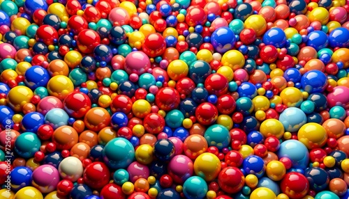 shiny balloons in a variety of bright colors, such as red, blue, yellow, and green