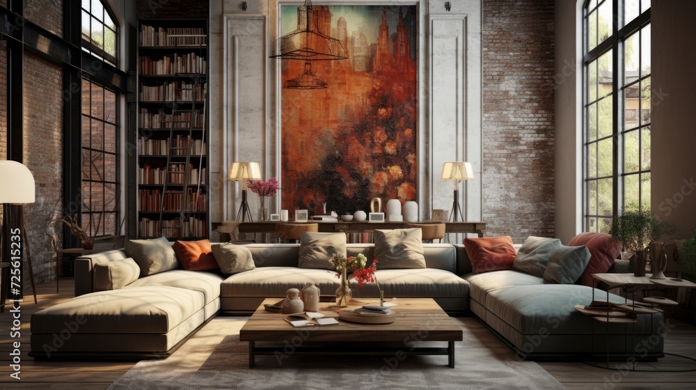 A quiet luxury living room is glam, shiny mirrored or  quiet luxury style living rooms are filled with warmth collected accents plush seating soft rugs layered lighting home interior - obrazy, fototapety, plakaty 