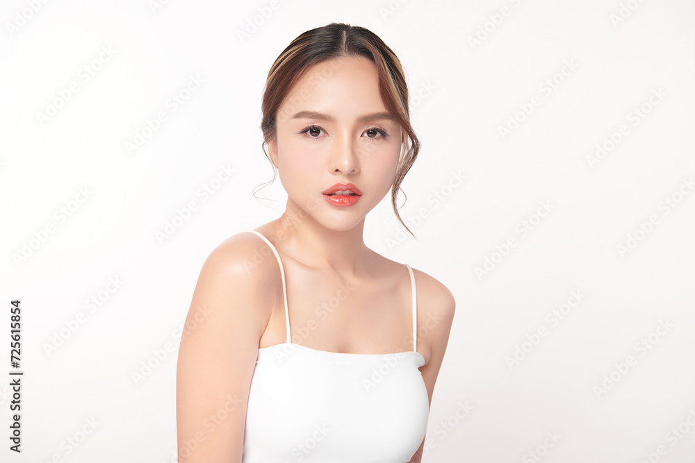 Beautiful young asian woman with clean fresh skin on white background, Face care, Facial treatment, Cosmetology, beauty and spa, Asian women portrait. Beautiful young asian woman with clean fresh skin on white background, Face care, Facial treatment, Cosmetology, beauty and spa, Asian women portrait.