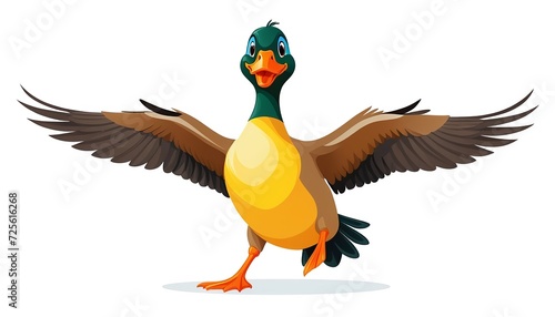 Isolated Cute Flying Duck Cartoon: A Vector Illustration photo