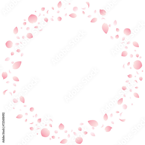 グラデーション桜の花びらの丸フレームのイラスト