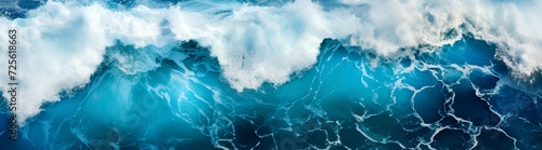 Print op canvas Aerial view of the waves of the deep blue ocean