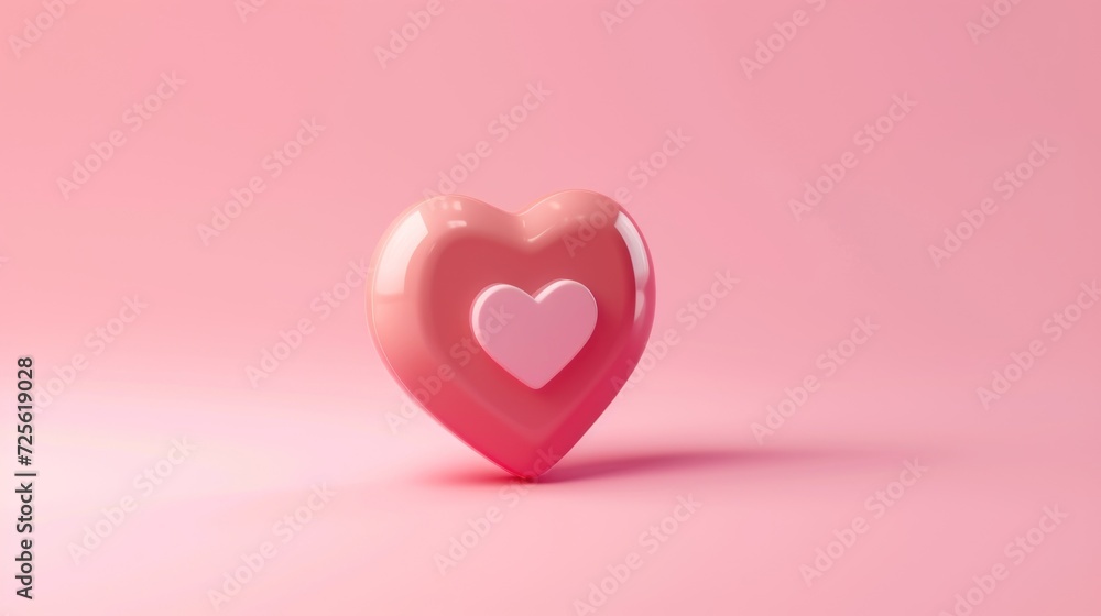 love heart  icon on pink pastel color background
