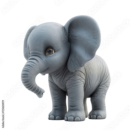 full body cute elephant side view isolated