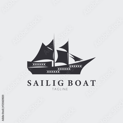 sailing ship logo vector illustration design