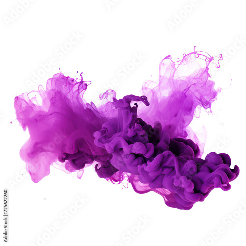 Abstract  violet ink smoke, purple cloud on transparent png. © Feecat